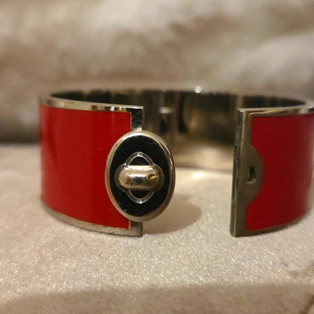 Coach Red Enamel Cuff Watch Bracelet
